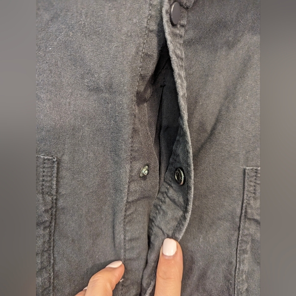 Standard cloth men's button down snap closure front pockets cotton black size L - Picture 5 of 11